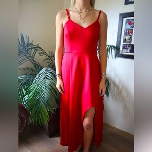 Red dress with side slit